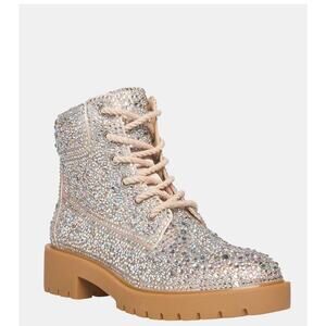 Betsey Johnson Hudsn Rhinestones Combat Boots New in Box Size 7.5 Lace Up